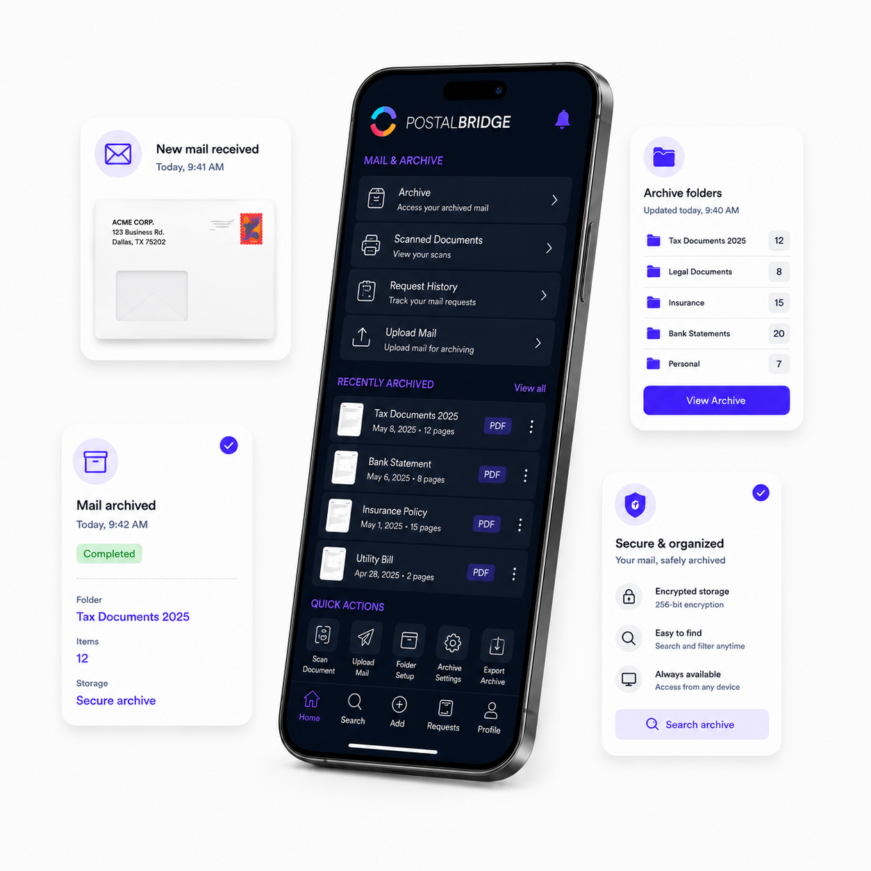 SealLoop mailbox history and archived mail workflow preview