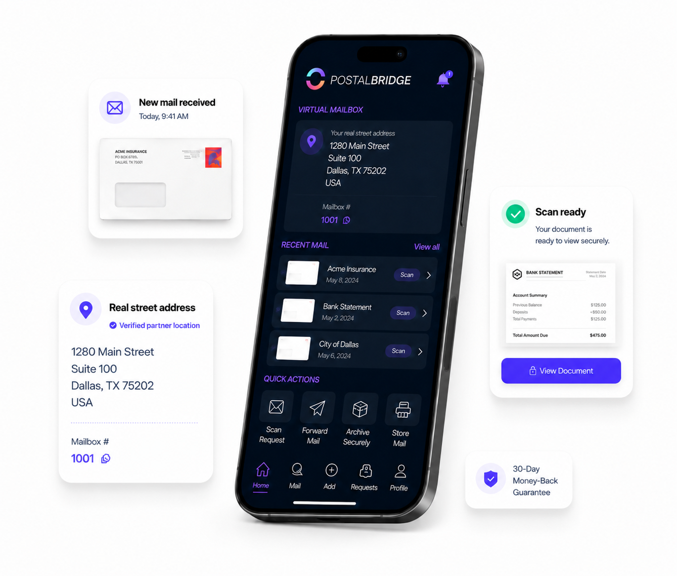 SealLoop virtual mailbox dashboard preview